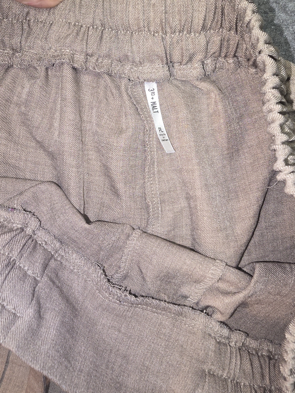 Light Beige Drawstring Linen Blend Cropped Pants Size PL - Picture 2 of 4